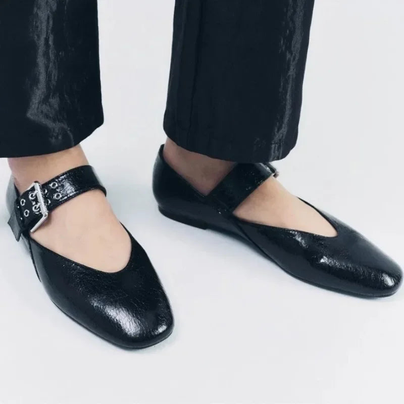 Mouth Print Dress Ballerinas Flats Shoes Autumn Woman Leopard Retro Loafers Floral Leopard Mary Jane Shoes Female