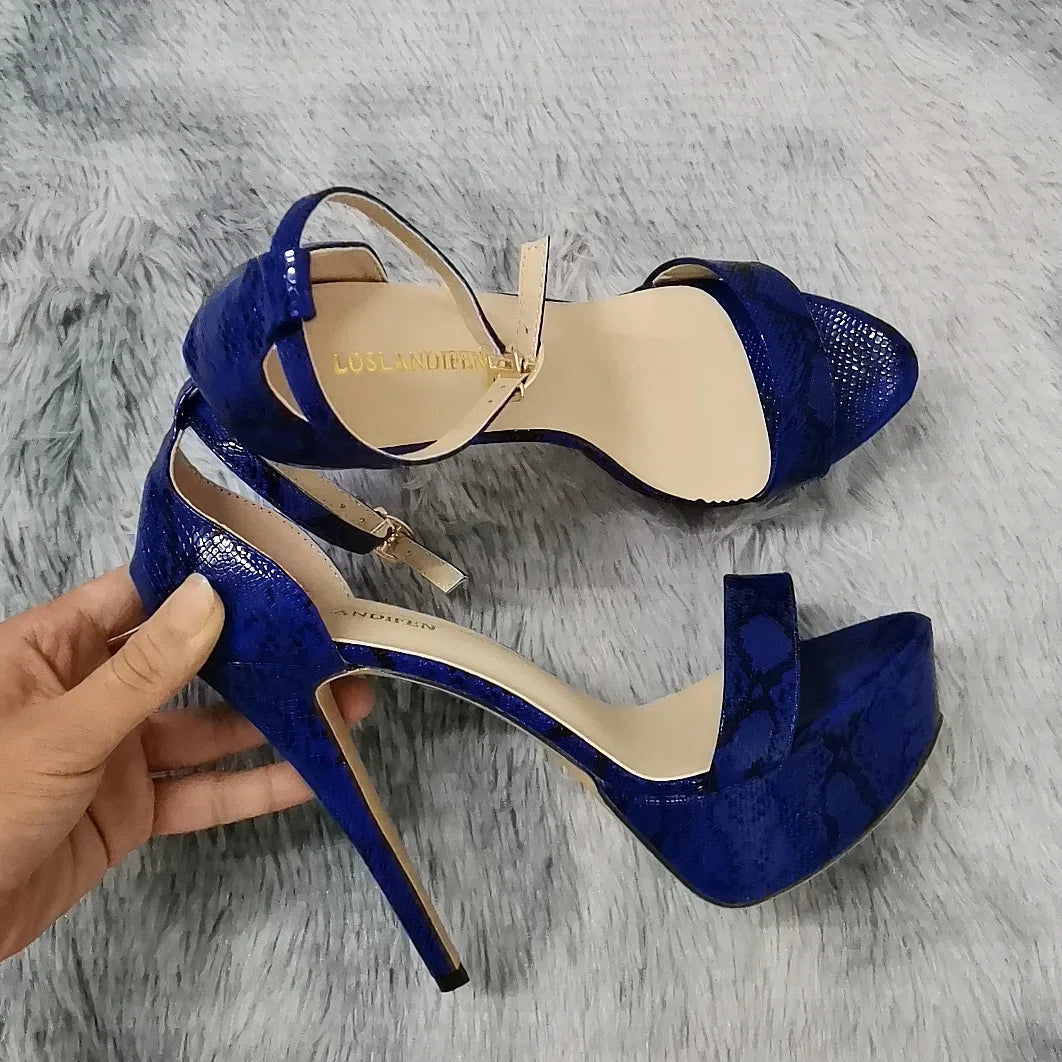Sandals Sexy 14cm Supper Flash High Heels Patent Leather Open Toes Platform Sandal Nighclub Party Red Wedding Shoes