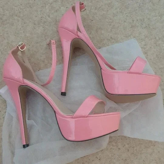 Sandals Sexy 14cm Supper Flash High Heels Patent Leather Open Toes Platform Sandal Nighclub Party Red Wedding Shoes