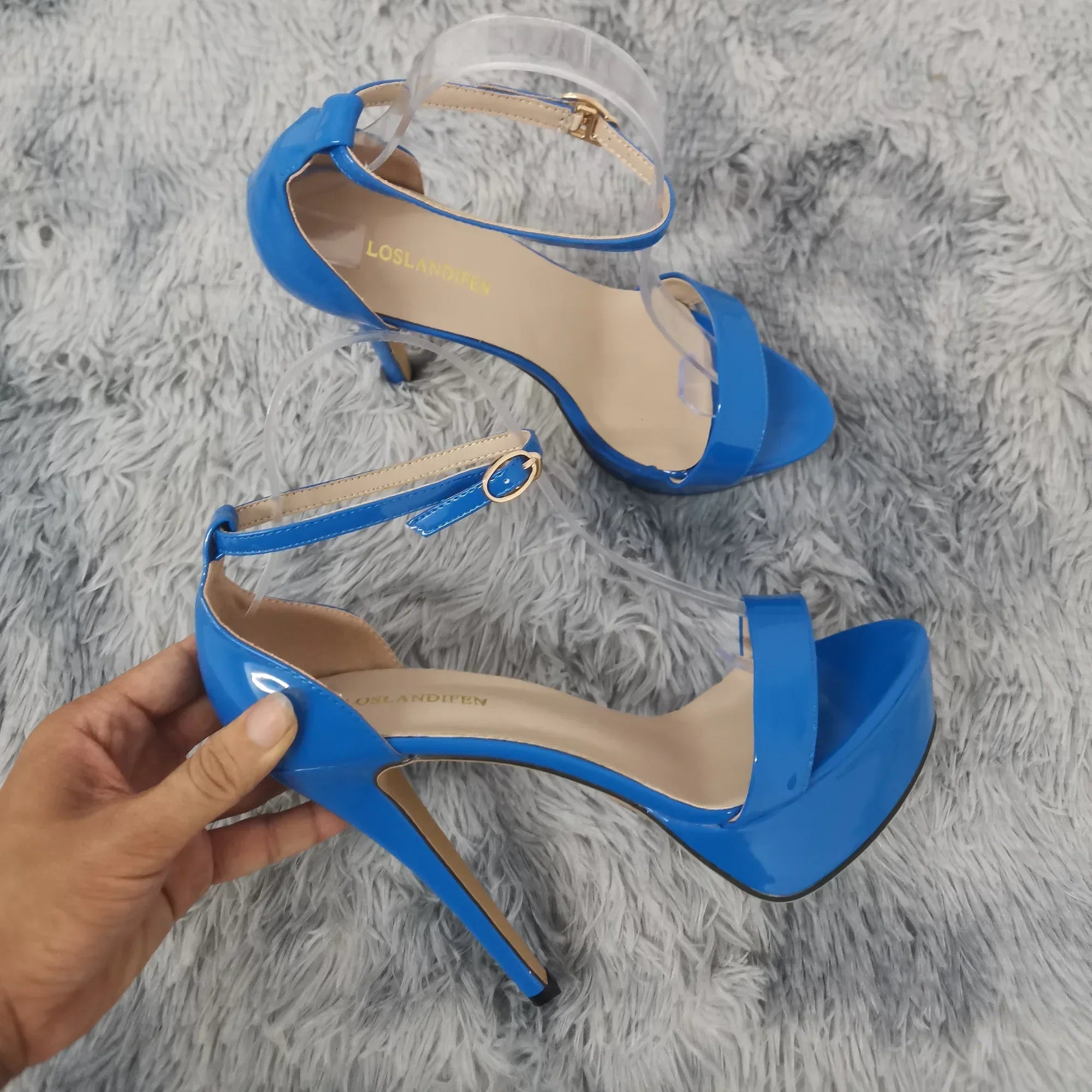 Sandals Open Toes 14cm Supper Flash High Heels Nighclub Platform Party Red Wedding Shoes Plus Size 43 44