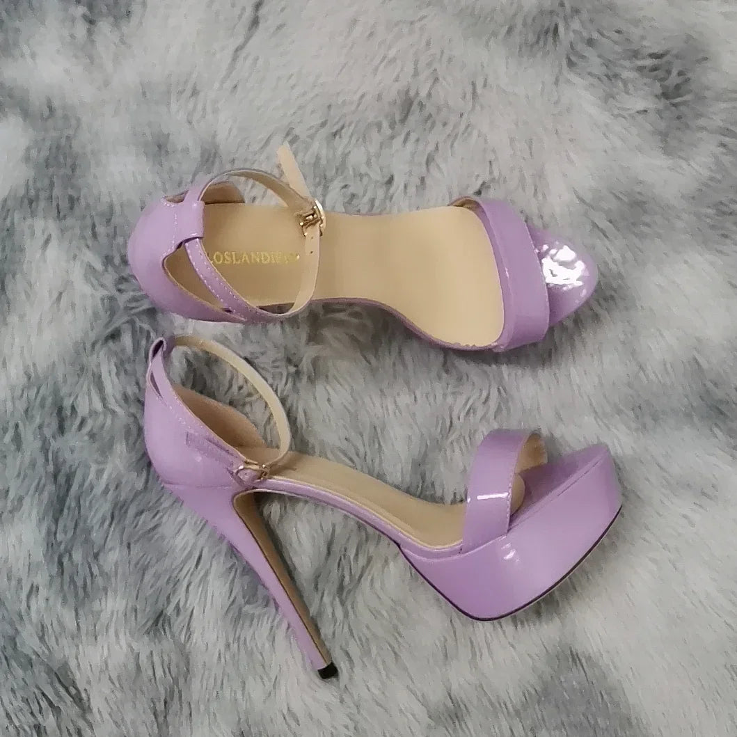 Sandals Open Toes 14cm Supper Flash High Heels Nighclub Platform Party Red Wedding Shoes Plus Size 43 44