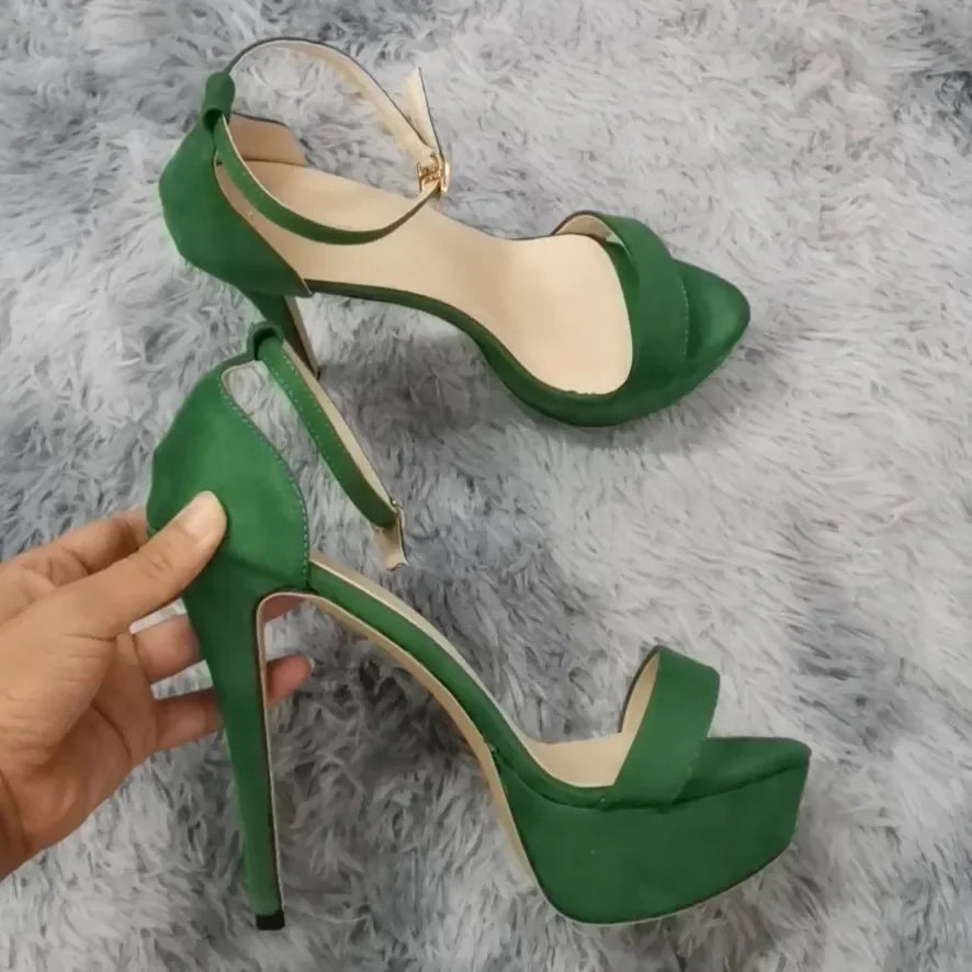 Sandals Open Toes 14cm Supper Flash High Heels Nighclub Platform Party Red Wedding Shoes Plus Size 43 44