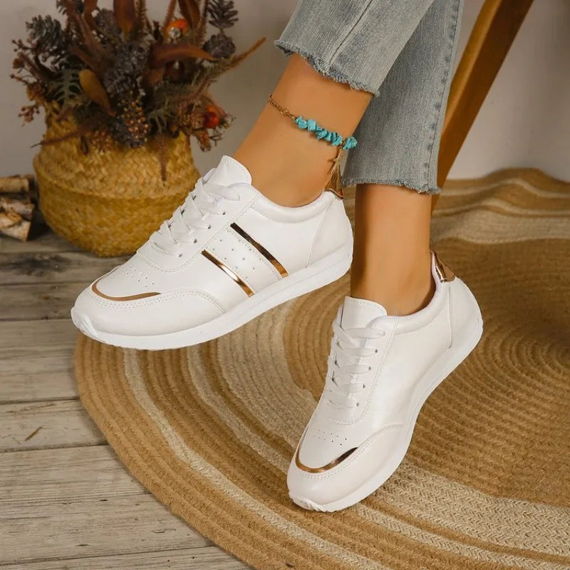 Sneakers Platform Shoes Leather Patchwork Casual Sport Shoes Running Vulcanized Shoes Zapatillas Mujer