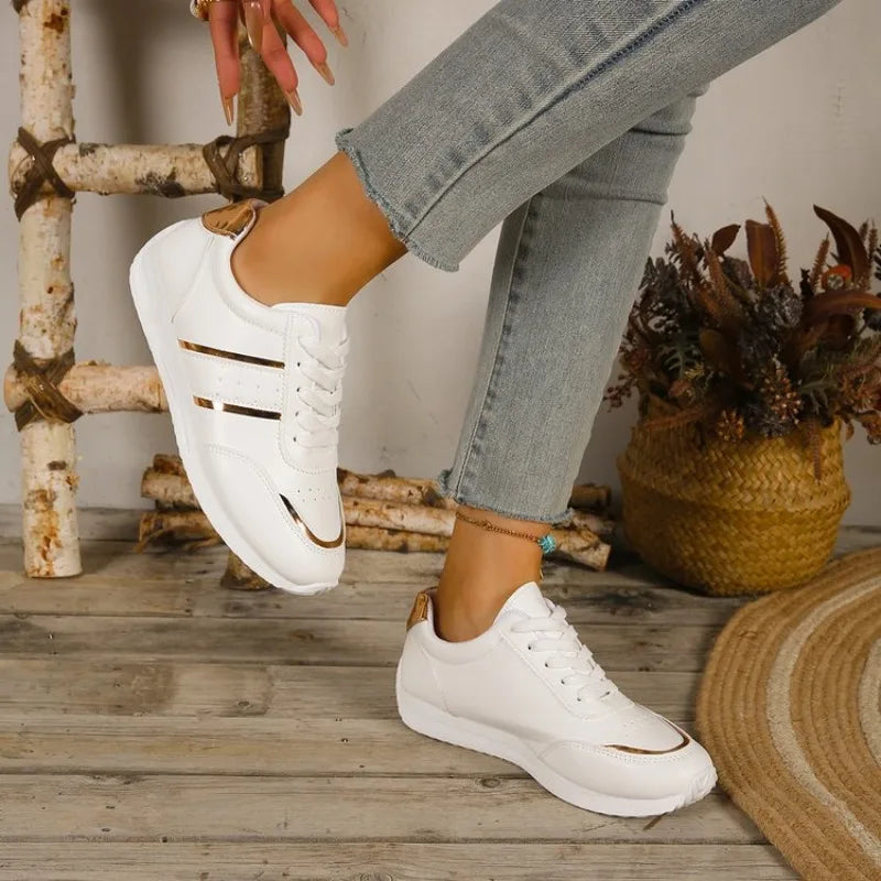 Sneakers Platform Shoes Leather Patchwork Casual Sport Shoes Running Vulcanized Shoes Zapatillas Mujer