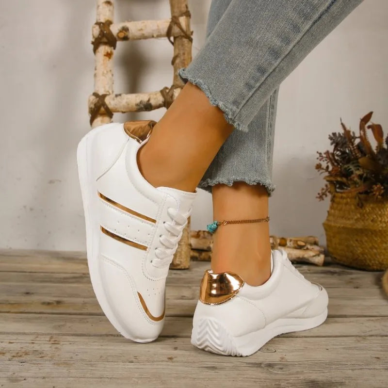 Sneakers Platform Shoes Leather Patchwork Casual Sport Shoes Running Vulcanized Shoes Zapatillas Mujer