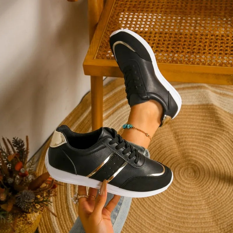 Sneakers Platform Shoes Leather Patchwork Casual Sport Shoes Running Vulcanized Shoes Zapatillas Mujer