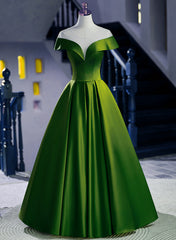 Vestido de fiesta sencillo de corte A con escote redondo verde 