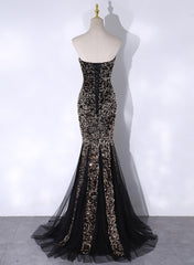 Black Mermaid Sequins Long Prom Dress
