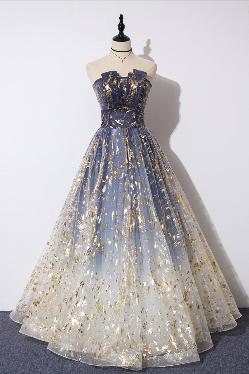 Precioso vestido de fiesta de tul en forma de A 