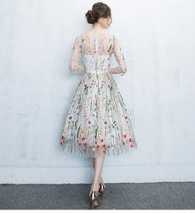 Fashionable Floral Elegant Knee Length Round Neckline Party Dress