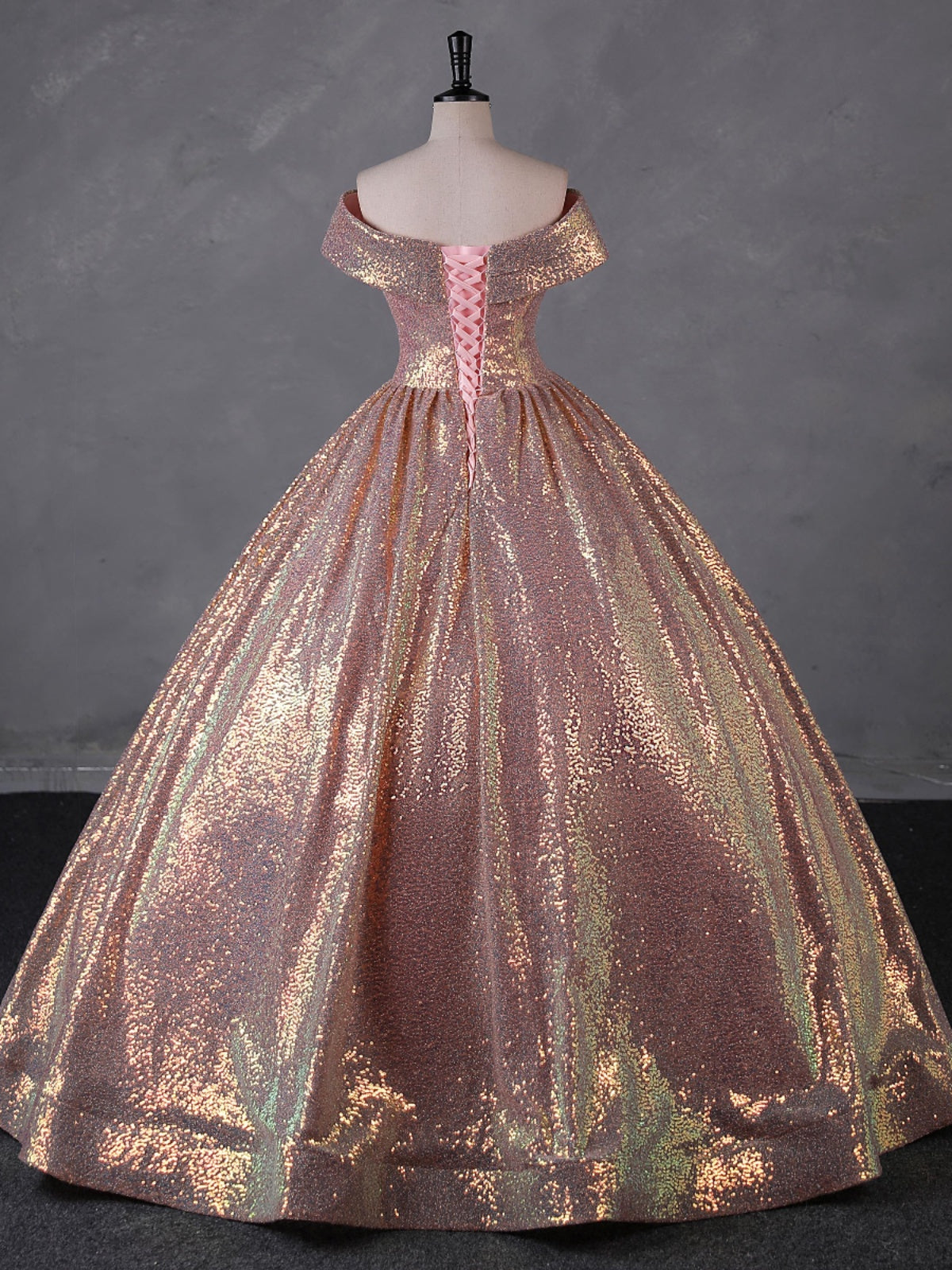Charming Rose Gold Sequins Long Party Dress