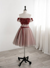 Beautiful Red Tulle Beaded and Lace Short Party Dresses