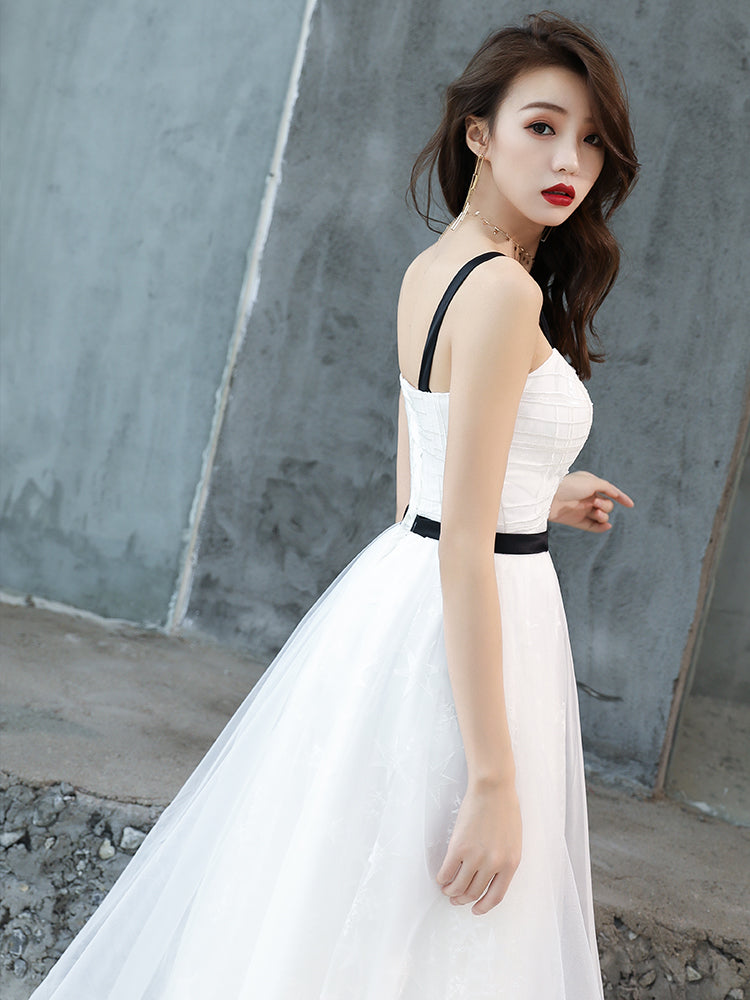 White Short Straps Party Dress Graduation Dress