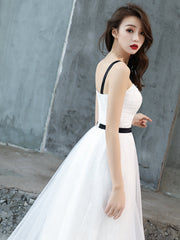White Short Straps Party Dress Graduation Dress