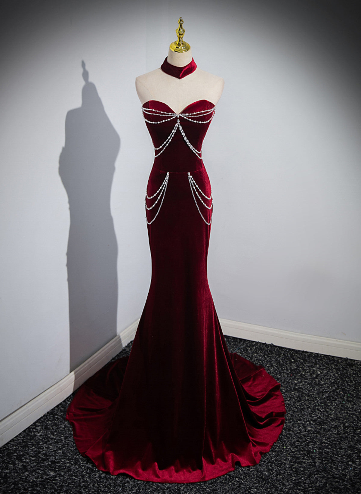 Beauiful Wine Red Off Shoulder Mermaid Long Prom Dress