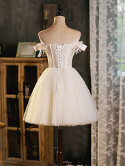 Ivory Tulle Sweetheart with Lace Short Prom Dress