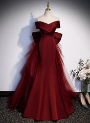 Wine Red Mermaid Off Shouler Evening Dress