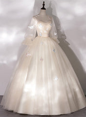 Ivory Tulle Ball Gown Long Sweet 16 Dress