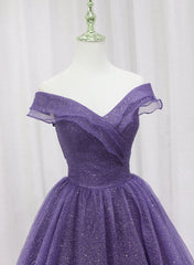 Vestido de fiesta largo de tul morado con escote en forma de corazón y vestido formal 