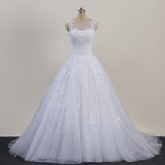 Glam White Tulle Puffy Ball Gown Prom Dress