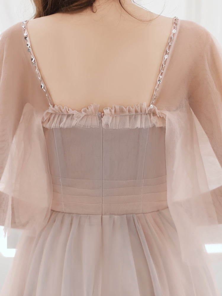 Pink Tulle Off Shoulder Short Party Dress