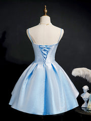 Light Blue Satin Sweetheart Homecoming Dress