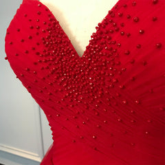 Red Sweetheart Straps Long Ball Gown Evening Dress