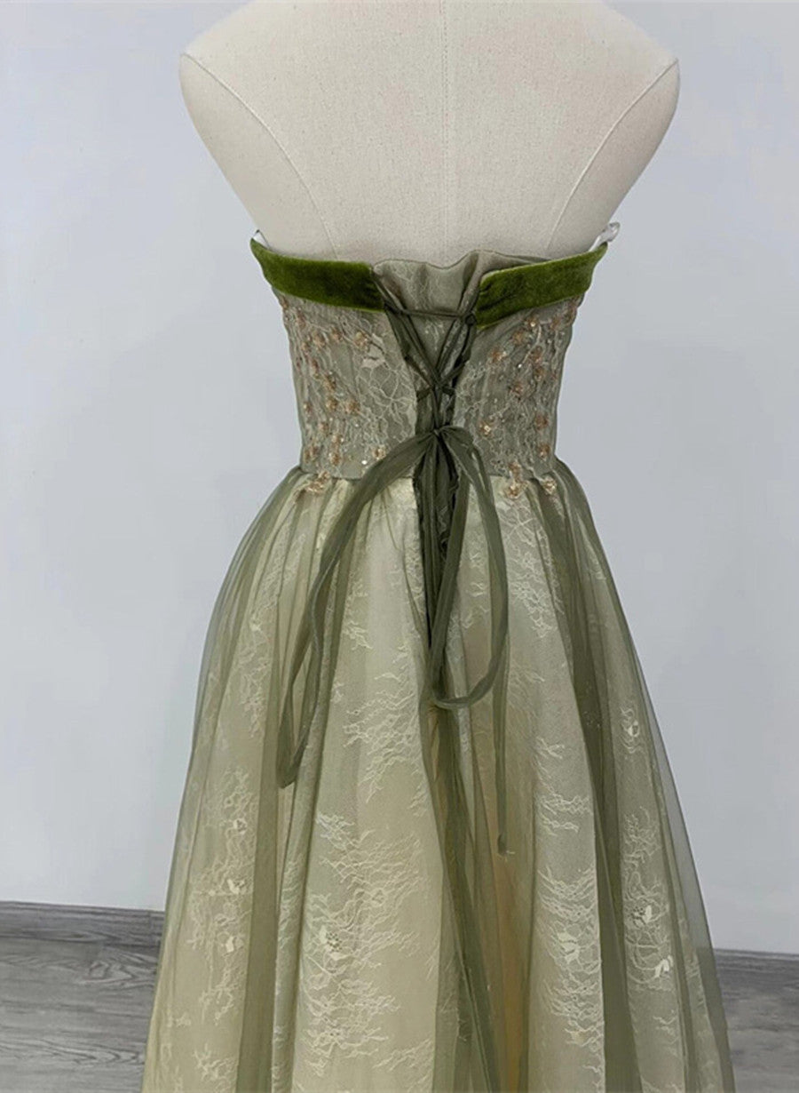 Light Green A-line Sweetheart Long Formal Dress