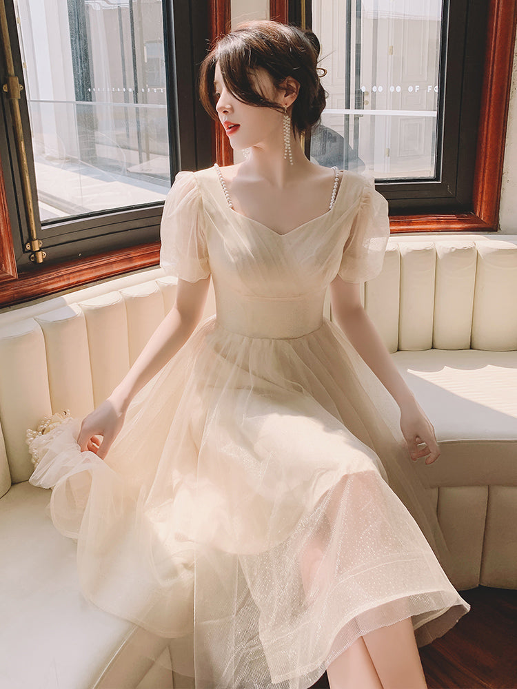 Light Champagne Short Homecoming Dress