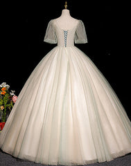 Lovely Green and Champagne Tulle Long Formal Dress