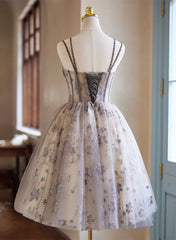 A-Line Tulle Beaded Short Party Dress