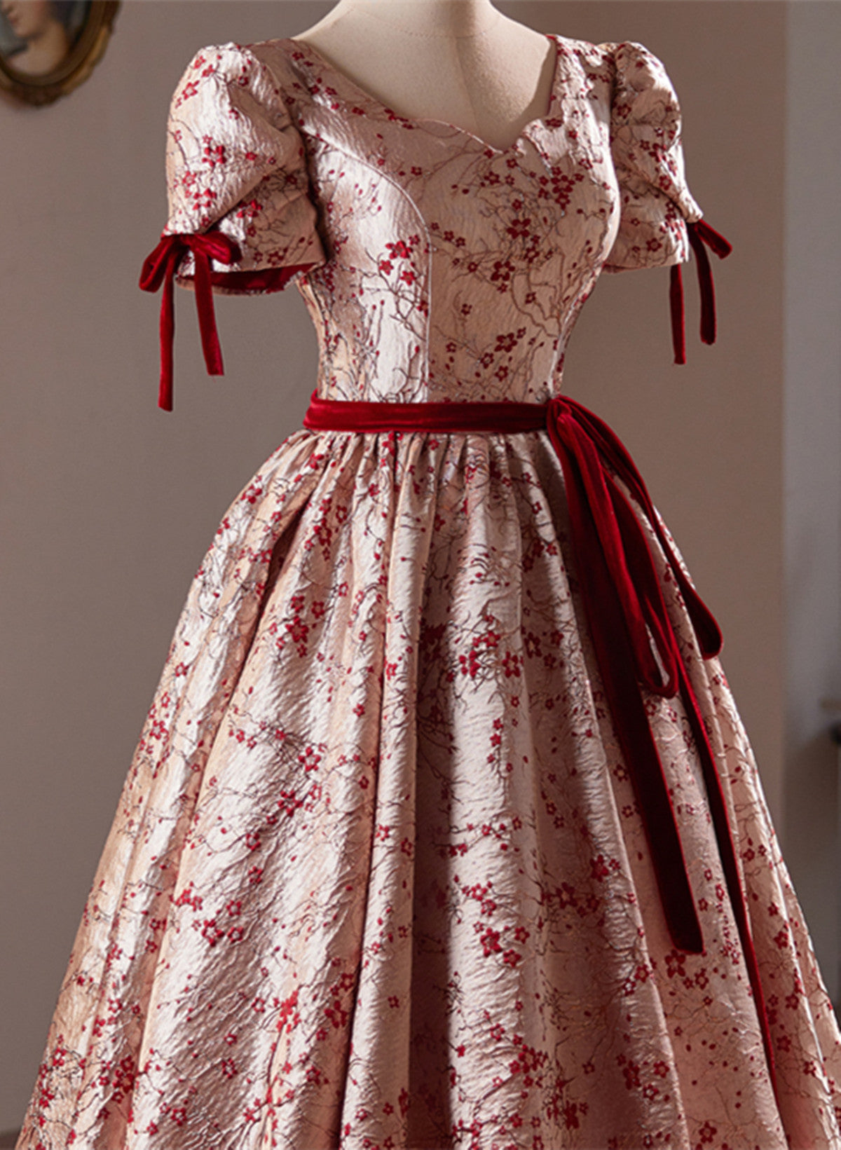 Beautiful Short Floral Satin Party Dress Homecoming Dress