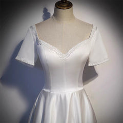 White High Low Satin Beaded Party Dress