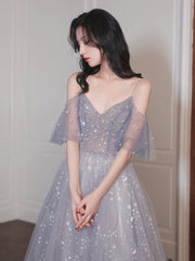Chic Tulle and Beaded Low Back Long Evening Gown