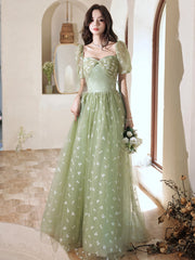 Vestido largo formal de tul verde claro 2022 