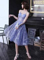 Cute Lavender Tulle Short Beaded Homecoming Dress