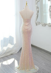 Lovely Sequins Mermaid V-neckline Straps Party Dress