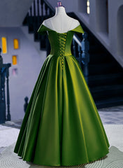 Vestido de fiesta sencillo de corte A con escote redondo verde 