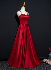 Wine Red Satin Beaded Sweetheart Party Dress