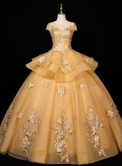 Gorgeous Champagne Ball Gown Sweet 16 Gown with Lace