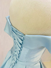 Beautiful Blue Satin Cute Short Homecoming Dress