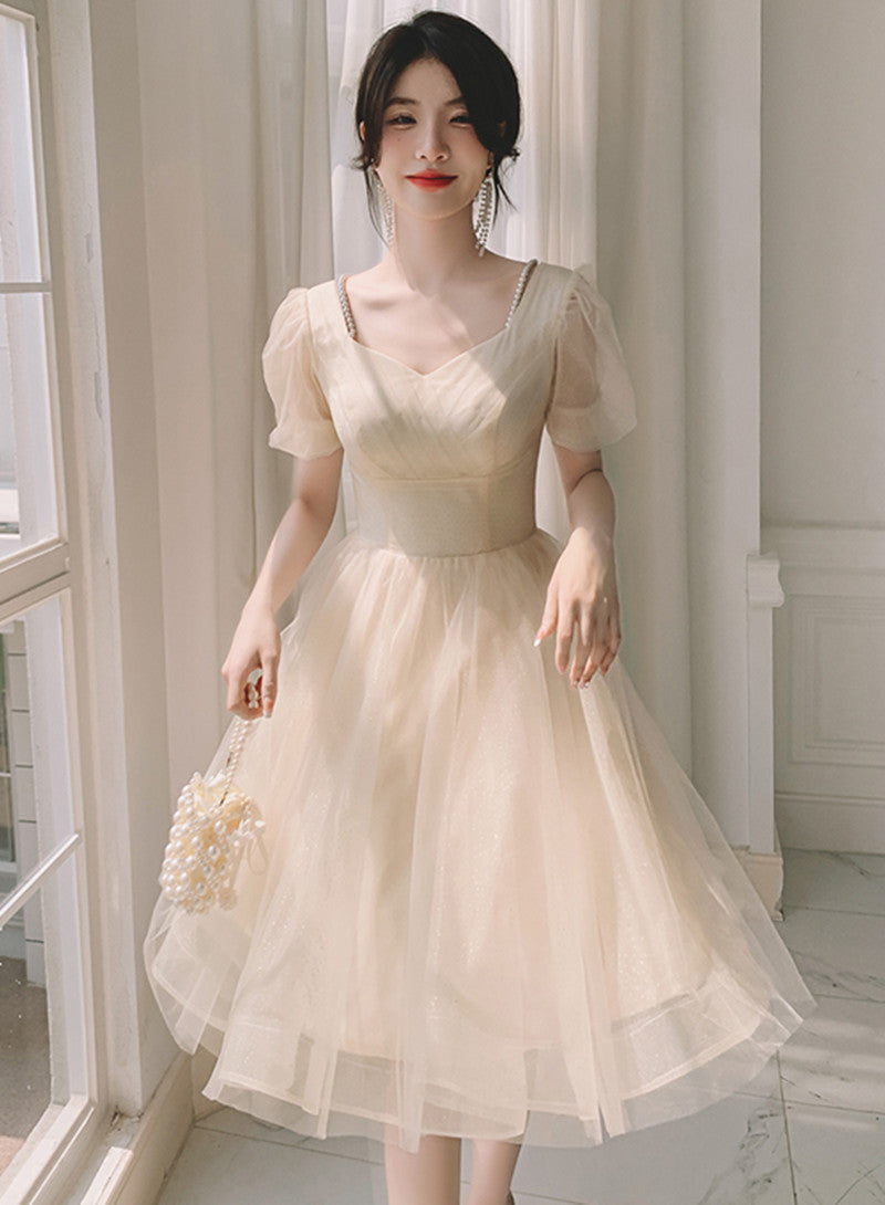 Light Champagne Short Homecoming Dress