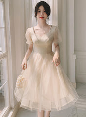 Light Champagne Short Homecoming Dress