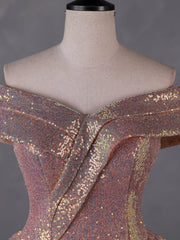 Charming Rose Gold Sequins Long Party Dress