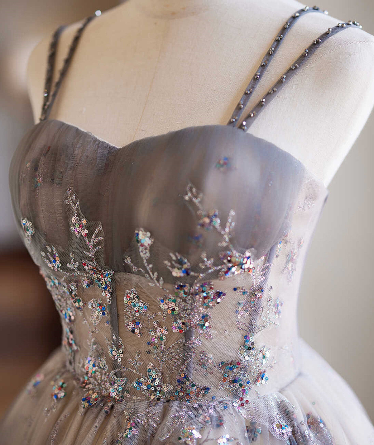 A-Line Tulle Beaded Short Party Dress
