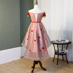 Red High Low Tulle Off Shoulder Party Dress