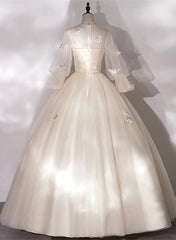 Ivory Tulle Ball Gown Long Sweet 16 Dress