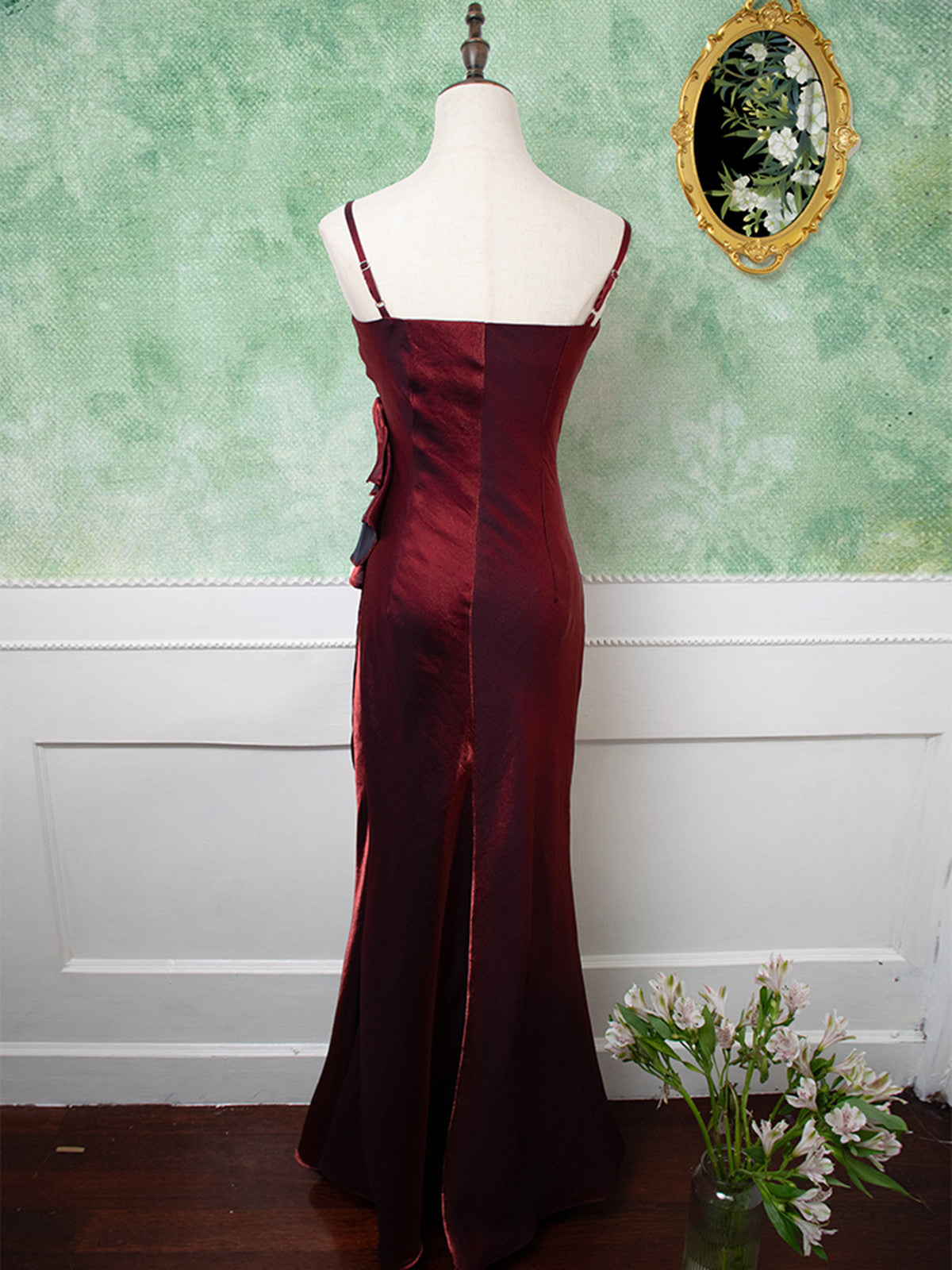 Beautiful Wine Red Straps Long Prom Dress