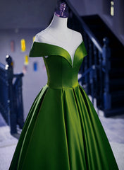 Vestido de fiesta sencillo de corte A con escote redondo verde 