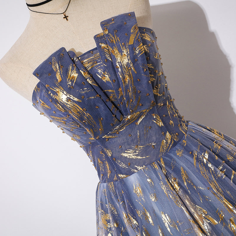 Precioso vestido de fiesta de tul en forma de A 